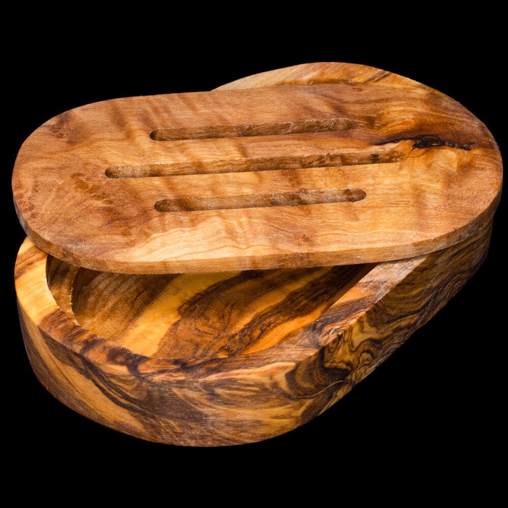 Blumenmaedchen ABLAGE NATUR Olivenholz oval mit Einsatz