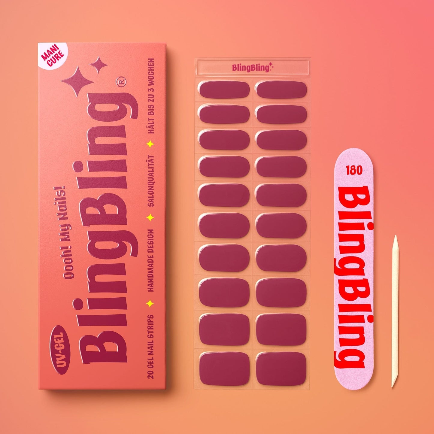 BlingBling® Manicure Gel Nail Strips ★ No.20 - Scarlett - Manicure